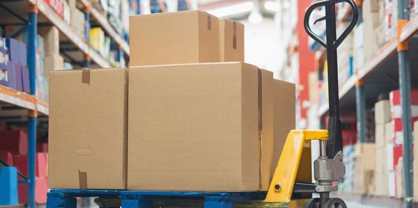 Boxes on pallet jack.