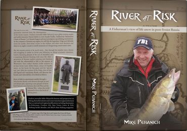 Cover of "River at Risk" by Mike Pehanich showing a fisherman with a large fish.