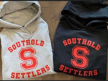 Hooded sweatshirt. Available in red, athletic gray or black. Youth (XS-XL) and $30