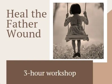 Workshop to heal father wounds with a reflective image of a girl on a swing.