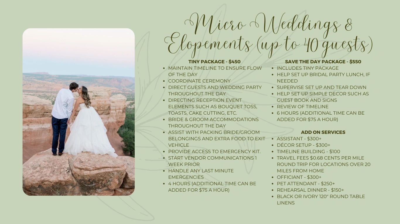 Micro Weddings & Elopements (up to 40 guests)