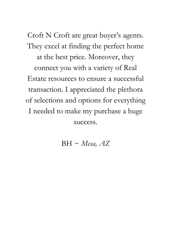 Client testimonial praising Croft N Croft for excellent buyer's agent services and successful transa