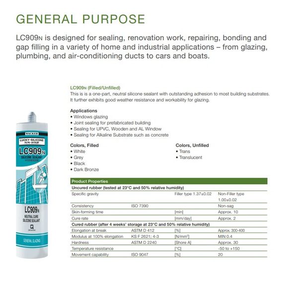 LC909N general purpose silicone sealant for sealing and renovation.
