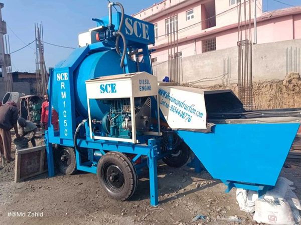 REVERSIBLE CONCRETE MIXER WITH DIESEL ENGINE. MINI MOBILE BATCHING PLANT WITH DIESEL ENGINE SHRIRAM