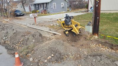Grinding a Stump in the Billings, Mt area near some utilities.