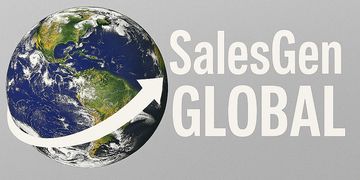 A globe with an upward arrow and 'SalesGen GLOBAL' text.