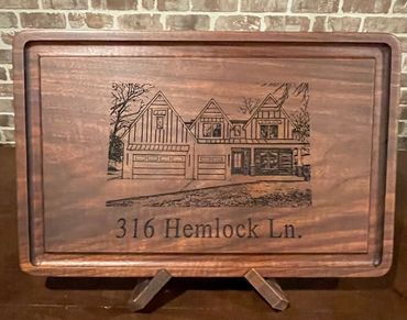 Closing Time Walnut Hand Crafted Approximately 18" x 12" x 1 " with Custom House Engraving. Plus $50