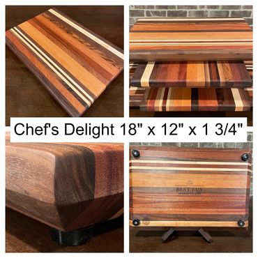 Chef's Delight is a  sleek, modern premium EDGE grain design with high end exotic hardwoods. 