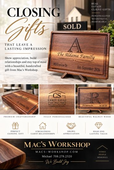 Personalized closing gifts from Mac's Workshop with premium craftsmanship.