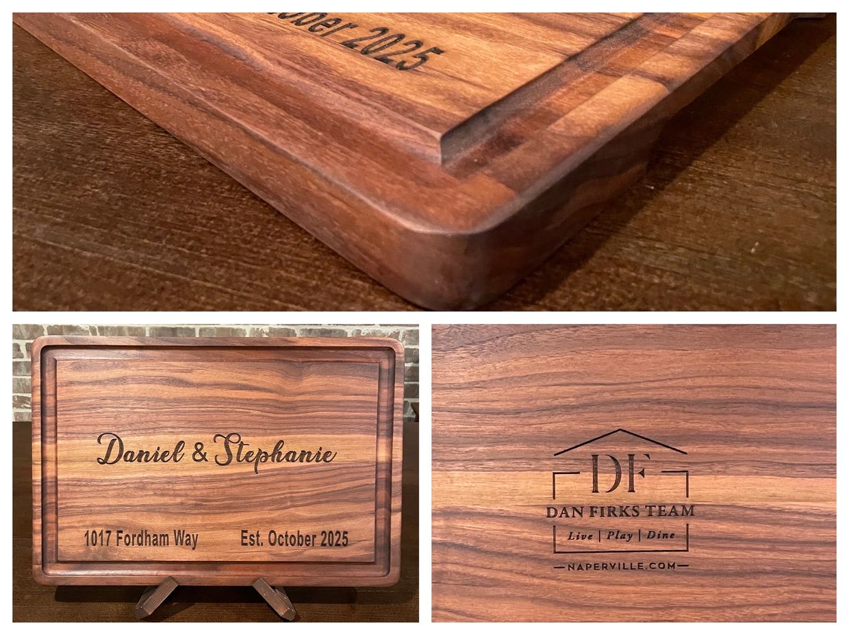 Closing Time is a sure fire winner. It is a classic walnut cutting board that is sure to delight!