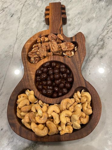 Walnut guitar shaped nut and candy dish