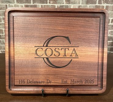 Closing Time Jr. Personalized Walnut Cutting/Serving Board . 14" x 12" x 1"