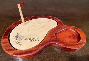 19th Hole Mahogany charcuterie board with removable Maple insert
