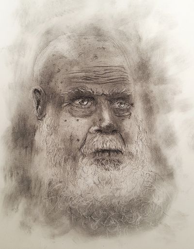 Charcoal drawing of Ken Adams from The Rogue Mountains supernatural thriller fiction book.