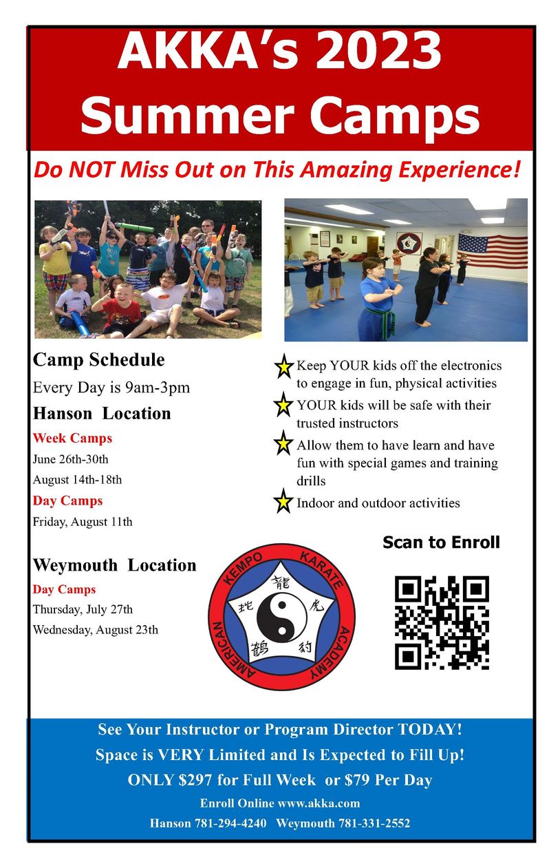 AKKA's 2023 Summer Camps with activities and schedule details.