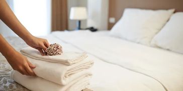 Towels placed on a bed