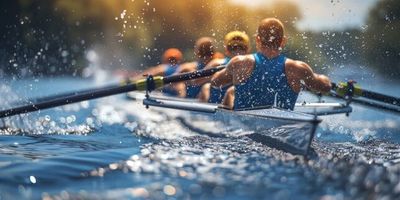 a rowing team working together to achieve