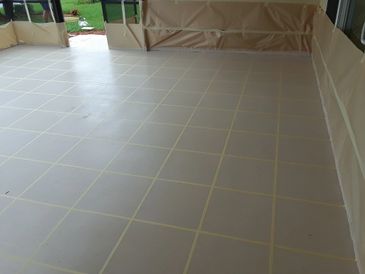 We always paper and tape the walls surrounding the area to be coated.