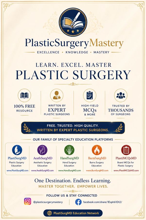 Plastic Surgery Mastery platform offering free expert resources and high-yield MCQs.