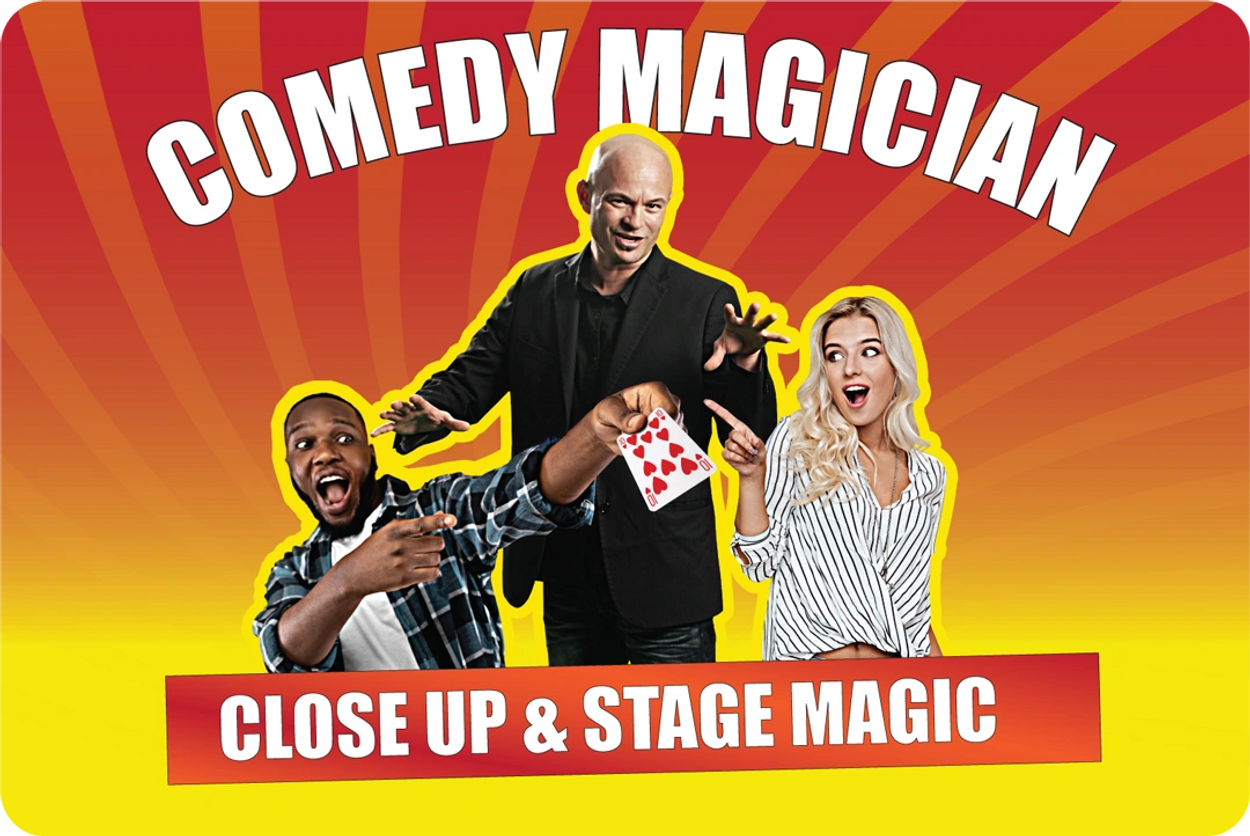 Comedy Magician that performs close up and stage magic.
