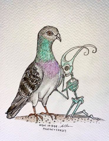 Day #1301 - 10.13.2024
art of the day
“pigeon + skelly”