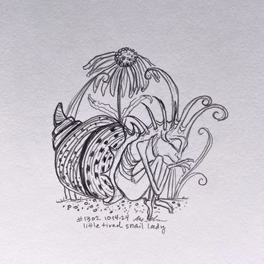 Day #1302 - 10.14.2024
sketch of the day
“little tired snail lady”