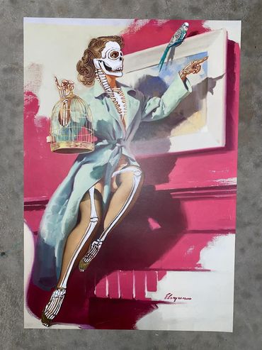 Day #1411 - 01.31.2025
art of the day
Vintage Pinup - 13”x19”
before & after - altered art