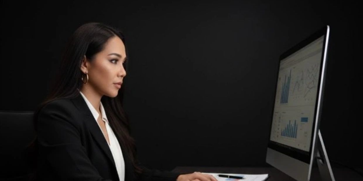 Temp-Z-tation's bookkeeper typing up on the computer for our clientele 