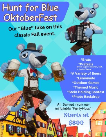 Blue Panther Oktoberfest event with food, games, and music.
