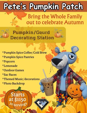 Pete's Pumpkin Patch invites families to an autumn celebration with pumpkin decorating, treats, games, and more.