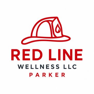 Logo of Red Line Wellness LLC featuring a red firefighter helmet.