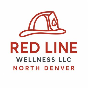 Logo of Red Line Wellness LLC, North Denver, featuring a firefighter helmet.