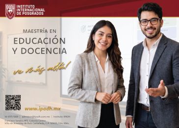 Two professionals promoting a master's program in education and teaching.