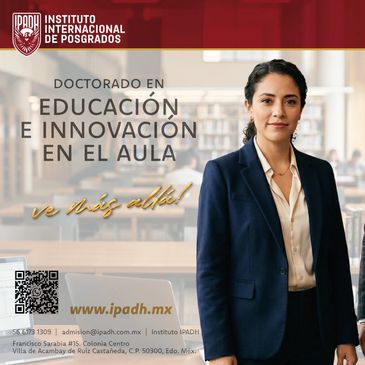 Promotional poster for a doctoral program in education and innovation at IPADH.