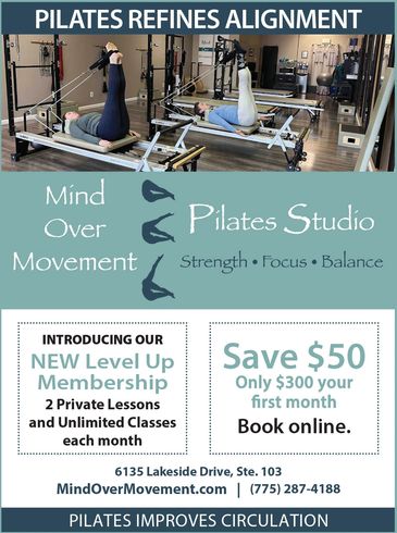 Pilates Studio - Feet in straps on the Pilates reformer -current promotion