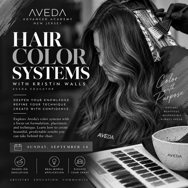 Aveda hair color systems training with Kristin Walls.