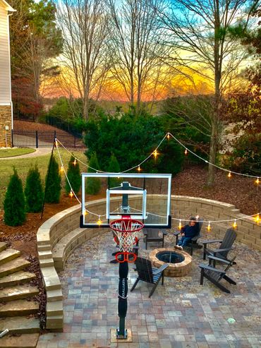 Fire pit install with Retaining wall, Basketball Hoop, Hardscape Renovation