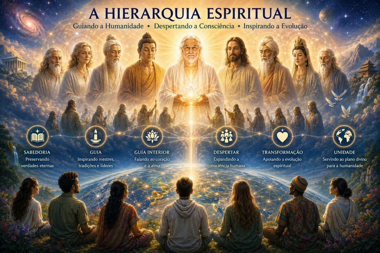 Imagem representando a hierarquia espiritual guiando a humanidade.