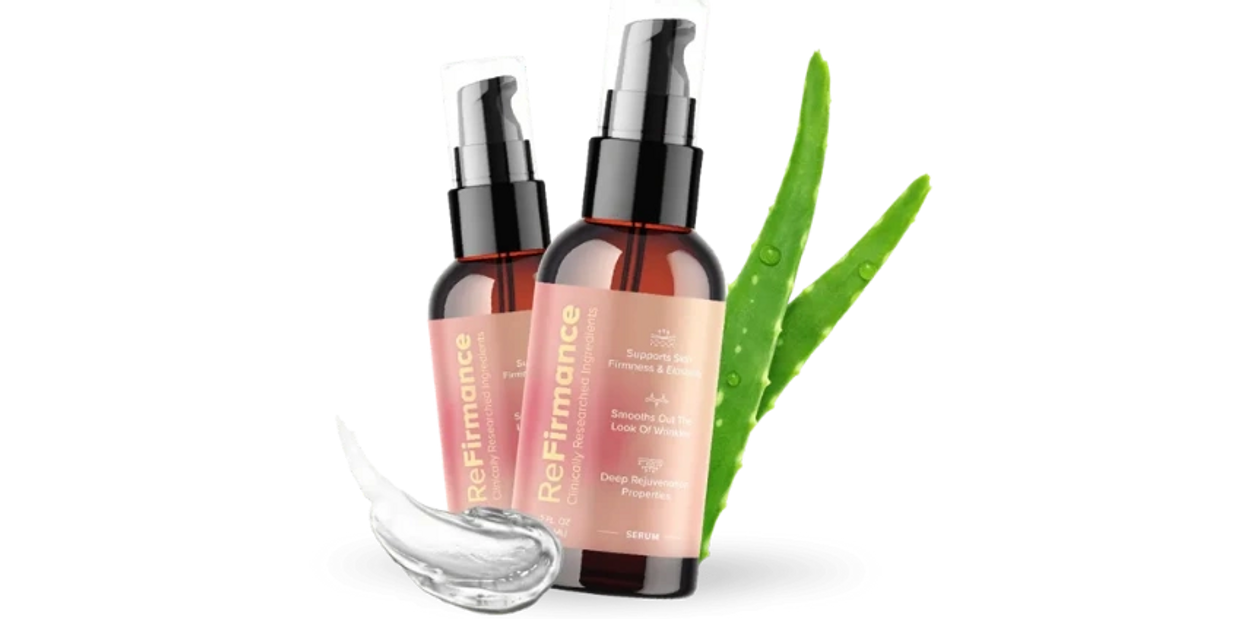 image is of two bottles of Refirmance facial  organic skin care serum, natural skin care