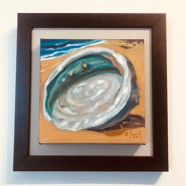 Custom floating frame for an oil painting and its gallery showing