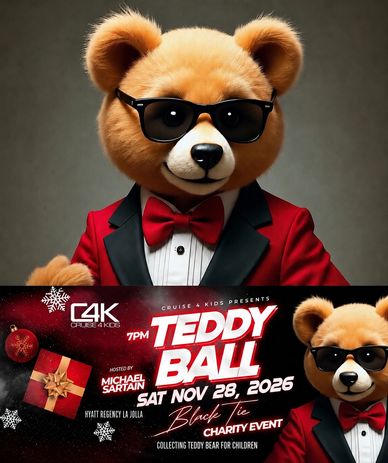 Teddy Ball 2026, a black-tie Cruise 4 Kids charity gala at Hyatt Regency La Jolla in San Diego.
