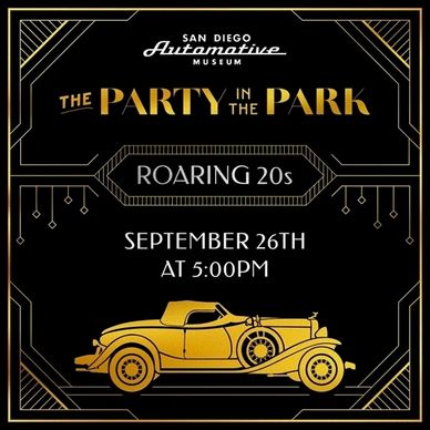 event in San Diego 1920s party at auto museum 