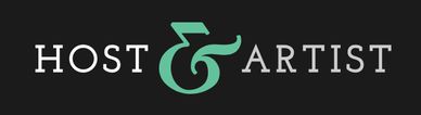 Logo with 'HOST &amp; ARTIST' text featuring a stylized ampersand.