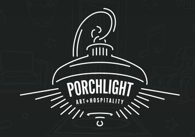 Logo of Porchlight Art + Hospitality featuring a stylized porch light.