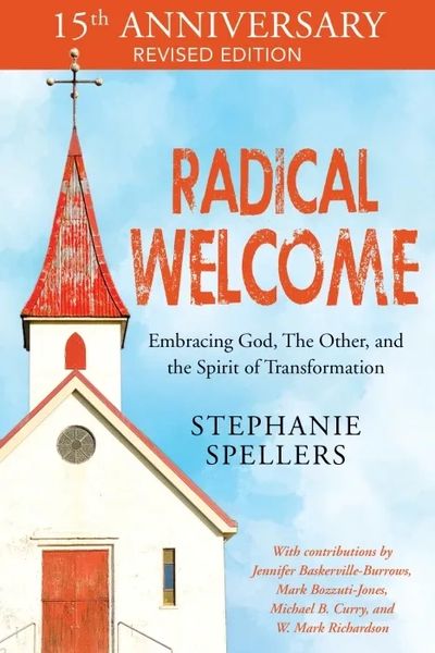 Book cover of Radical Welcome by Stephanie Spellers with a church illustration.