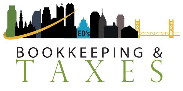 Logo featuring a city skyline with text 'Ed's Bookkeeping & Taxes'.