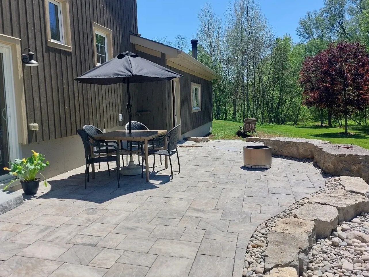 Professional interlock patio installation in Owen Sound by A+ Landscape