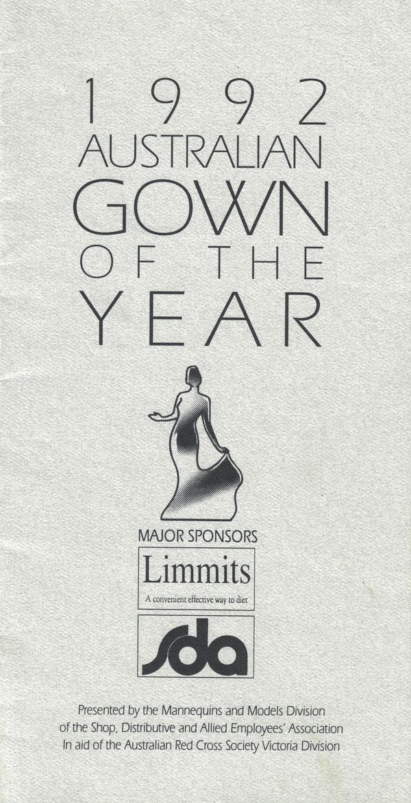 Australian Gown Of The Year 1992, Program. Archive held by Bateman Original Designs