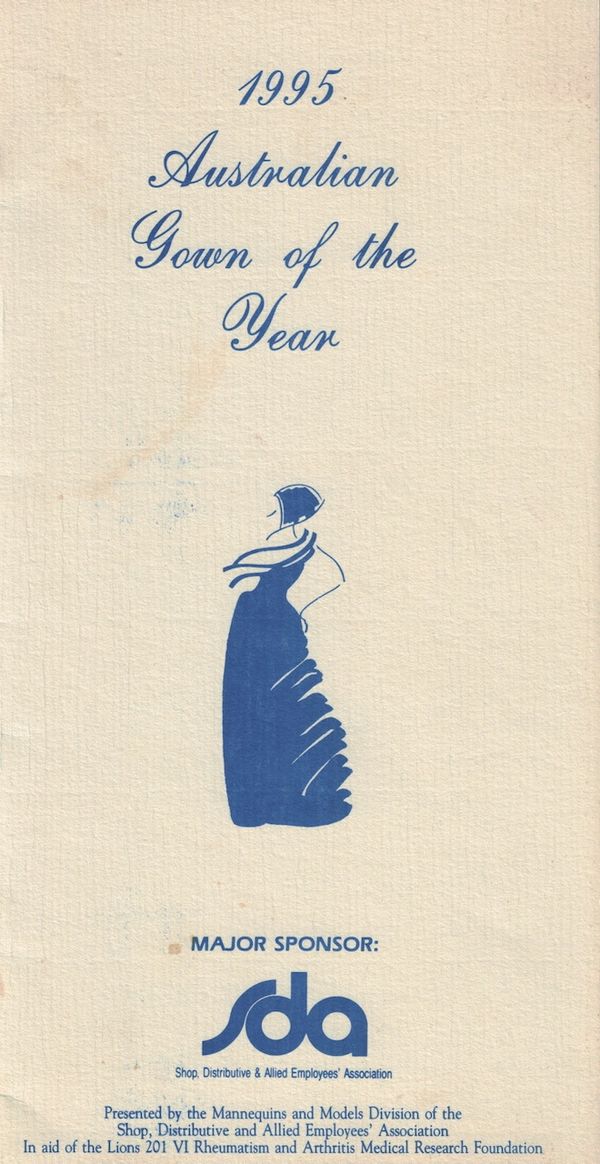 Program from The Australian Gown Of The Year 1995. Held in Archive by Bateman Original Designs