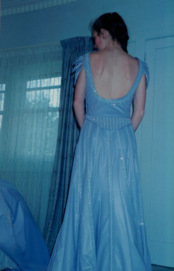 Rear back of Andromeda, Dress fitting at 255 Bluff Road Sandringham final fitting of Neza Zivkovic